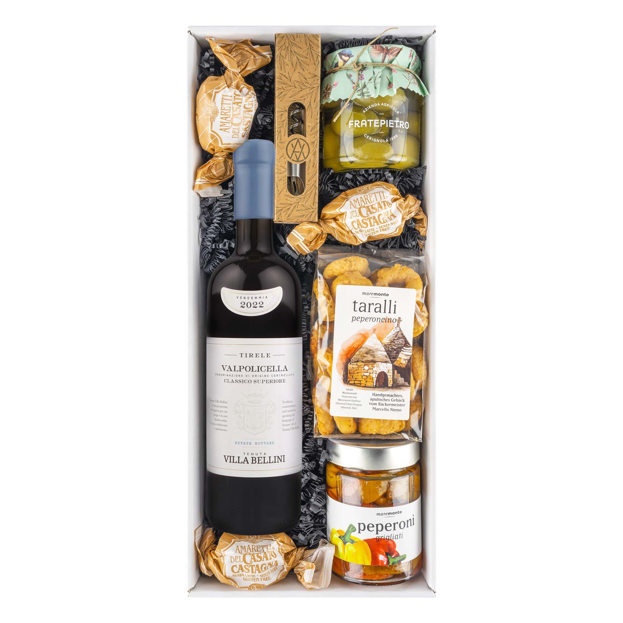 Geschenkkorb "Sottolago" Band, Alkohol, Getränk