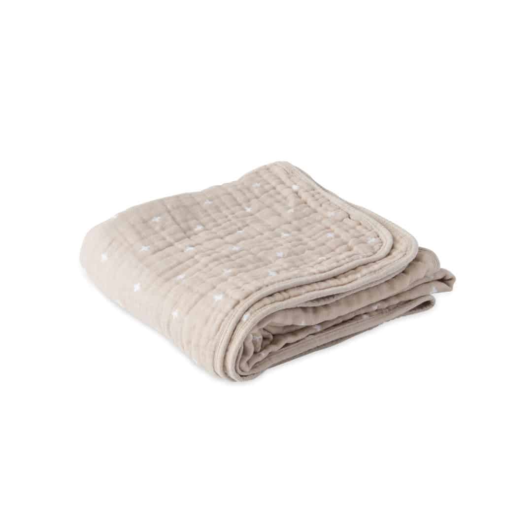 Cotton Muslin Quilt - Taupe Cross
