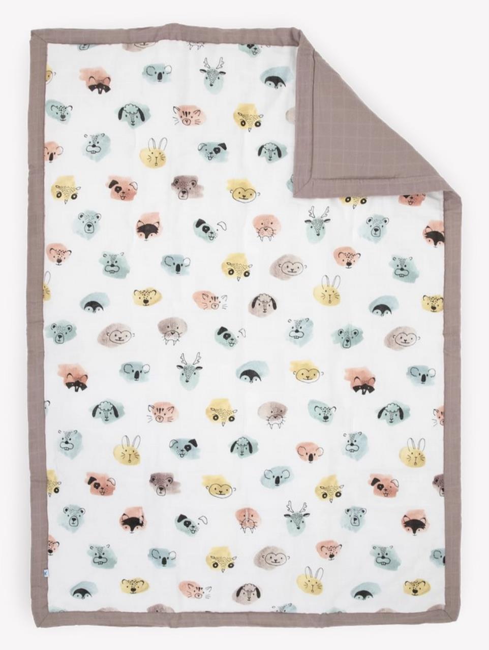 Baumwolll-Muslin Toddler Comforter, Watercolor Critters
