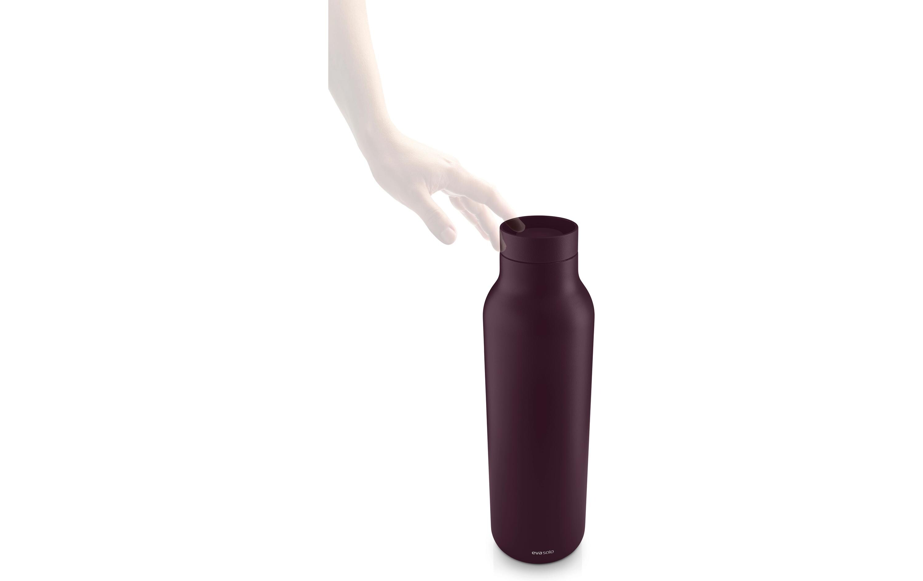 Wasserflasche, Stahlflasche, Vakuumflasche, dunkel burgundrot, Deckel/Trinkverschluss