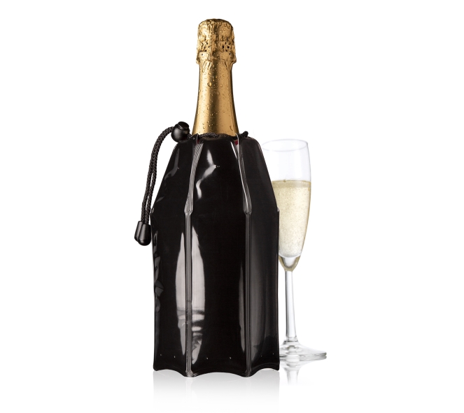 Sektflasche, Champagneflasche, Kühlverpackung, Schwarz, Sektglas