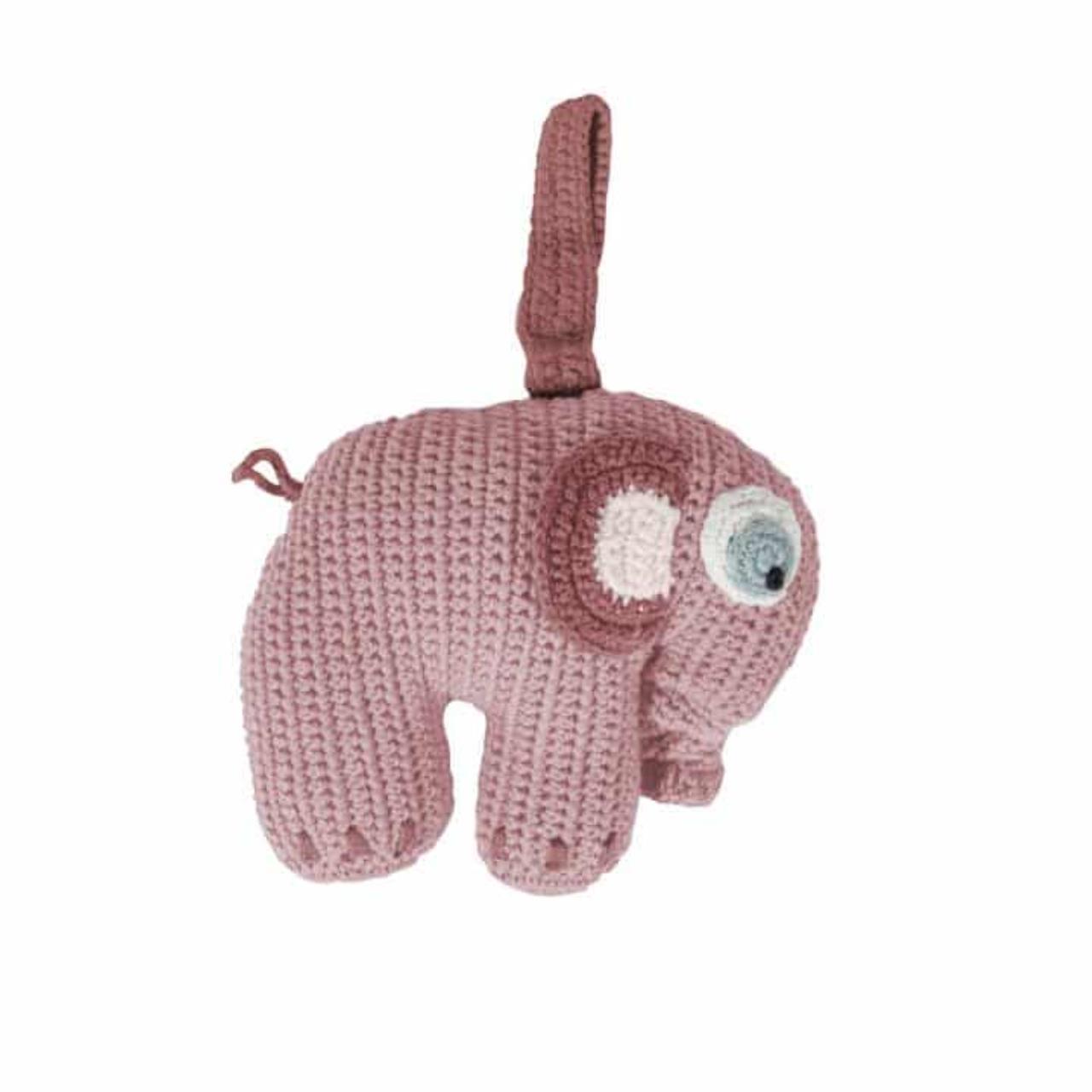 Häkel-Spieluhr, Fanto der Elefant, rosa