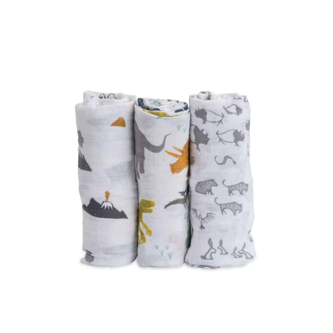 Cotton Muslin Swaddle 3 Pack – Dino Friends