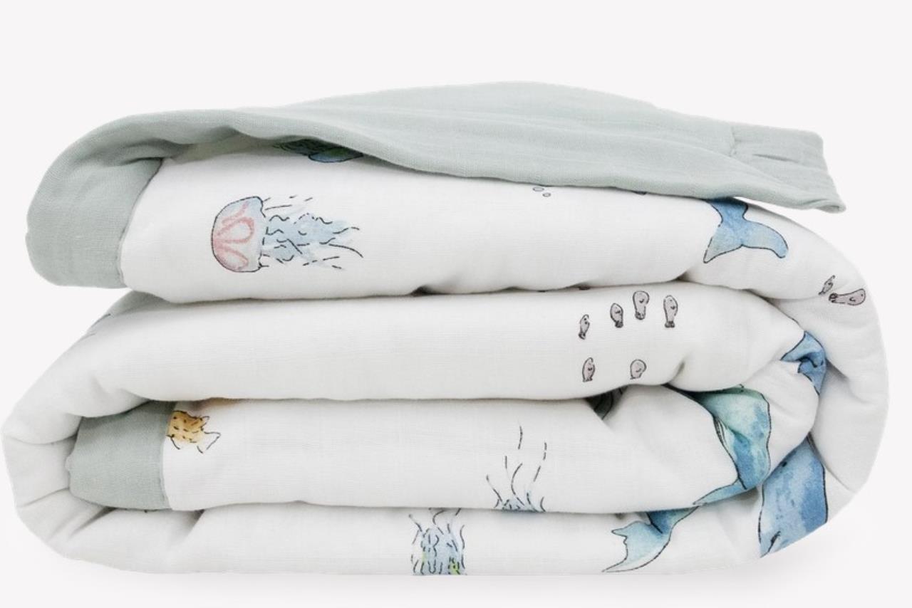 Baumwolll-Muslin Toddler Comforter, Whales