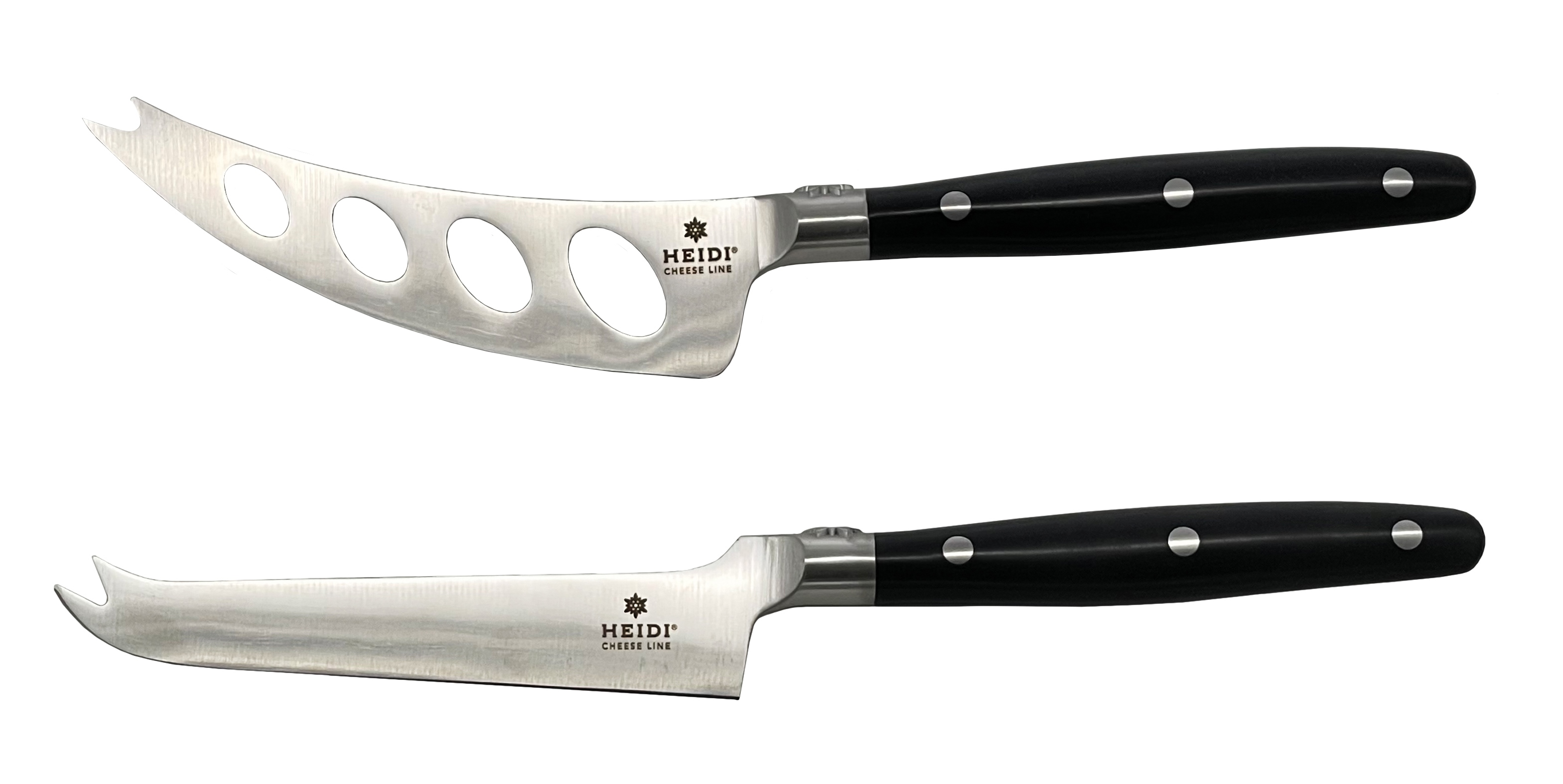 2er Set von Käsemessern mit Edelweiss-Kropf - Inhalt: 1 x Weichkäsemesser + 1 x Käsemesser Universal