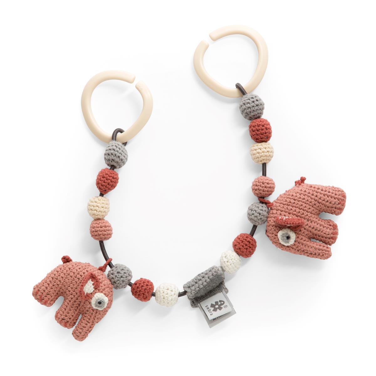 Häkel-Kinderwagenkette, Fanto der Elefant, blossom Häkel-Kinderwagenkette, Fanto der Elefant, blossom