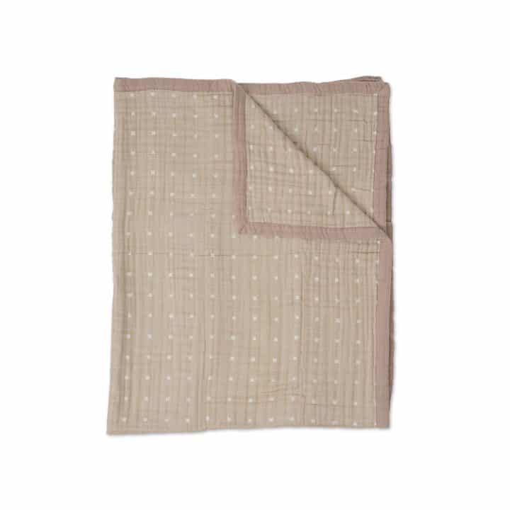 Big Kid Cotton Muslin Quilt - Taupe Cross
