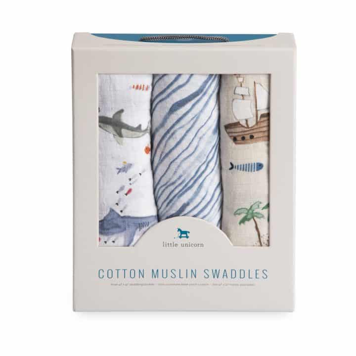 Cotton Muslin Swaddle 3 Pack - Shark