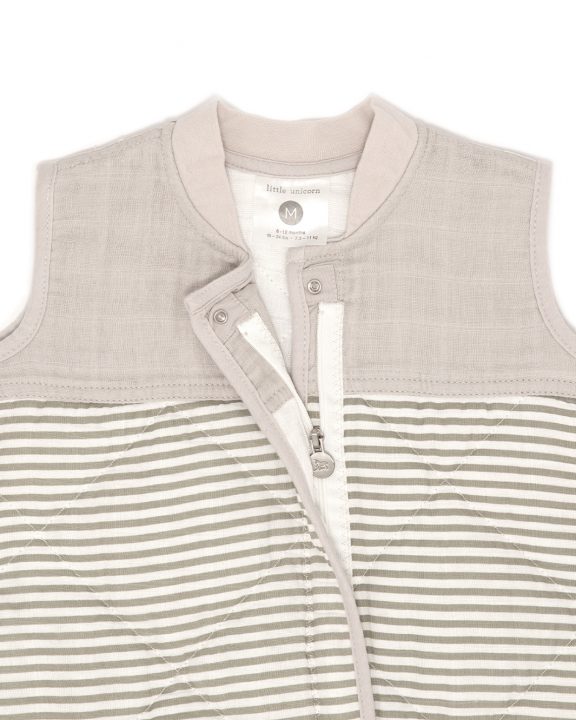 Cotton Muslin Quilted Sleep Bag Gr. M - Grey Stripe Cotton Muslin Quilted Sleep Bag Gr. M - Grey Stripe