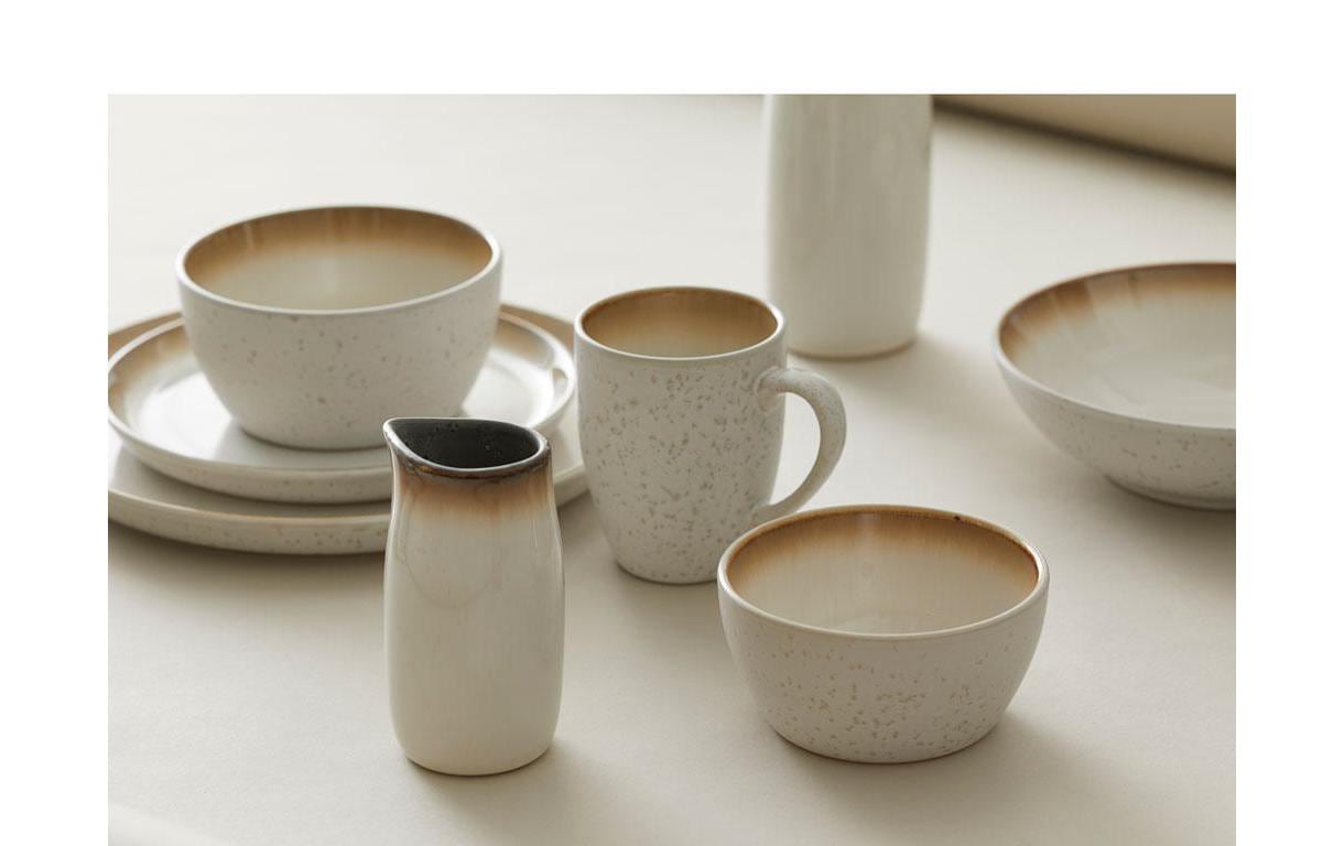 Tafelgeschirr, Schüssel, Becher, Kaffeekrug, Porzellan, Teller-Set, Geschirr, Porzellan, Beige-Glasur, Speiseteller, Keramisches Set, Tafelgeschirr, Schalen, Becher, Kännchen