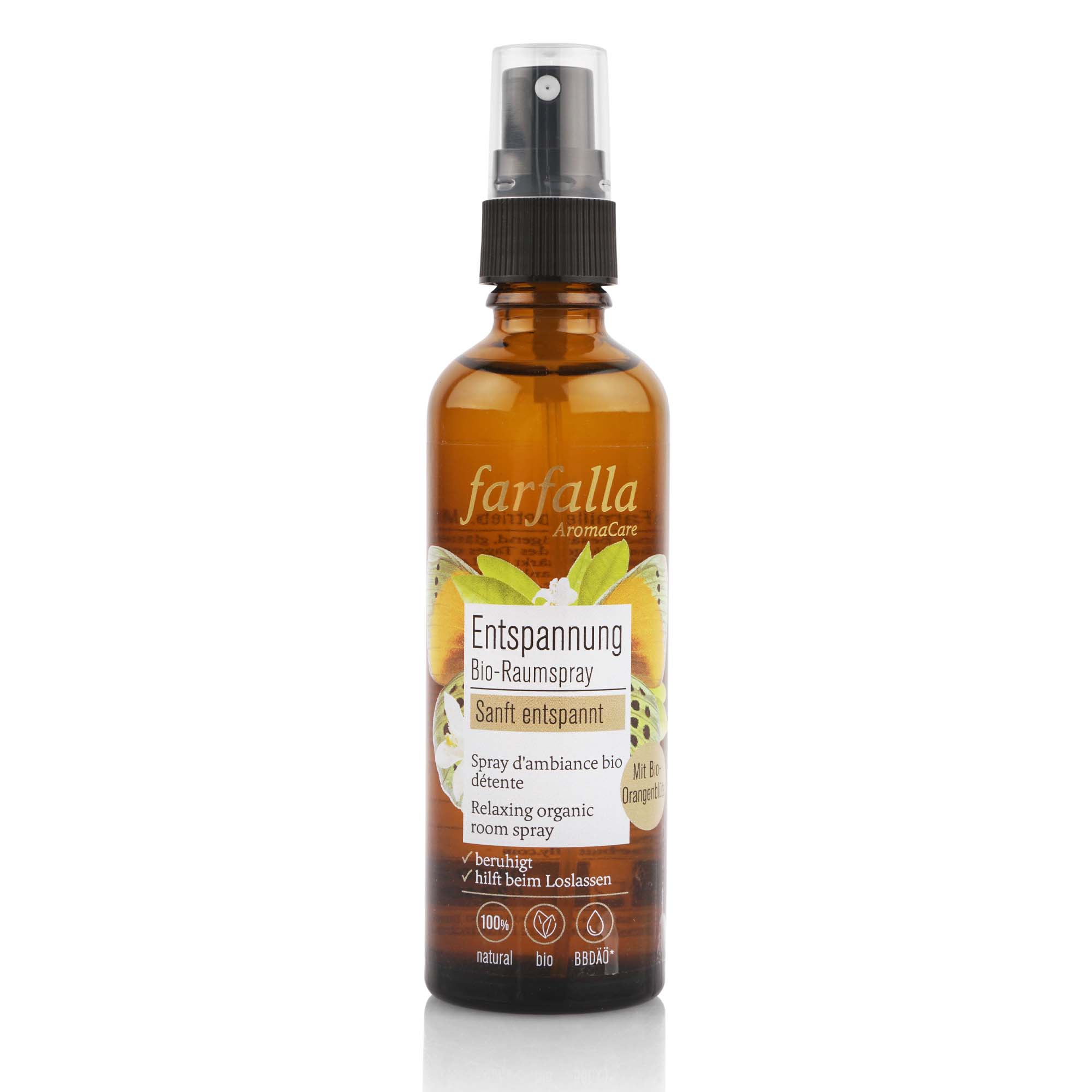 farfalla Sanft entspannt, Orangenblüte, Entspannender Bio-Raumspray, 75ml