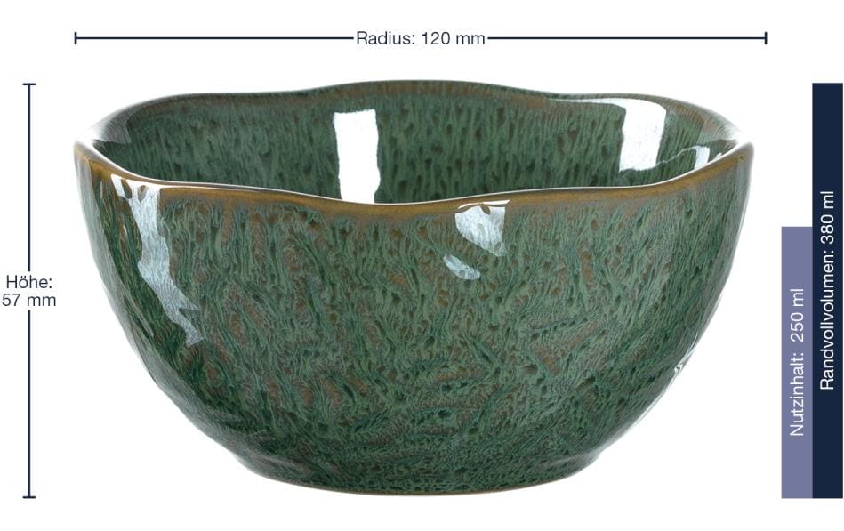 Leonardo Schale Matera 380ml Grün 6er Set Töpferei, Schüssel, Kunst, Porzellan, Suppenschüssel