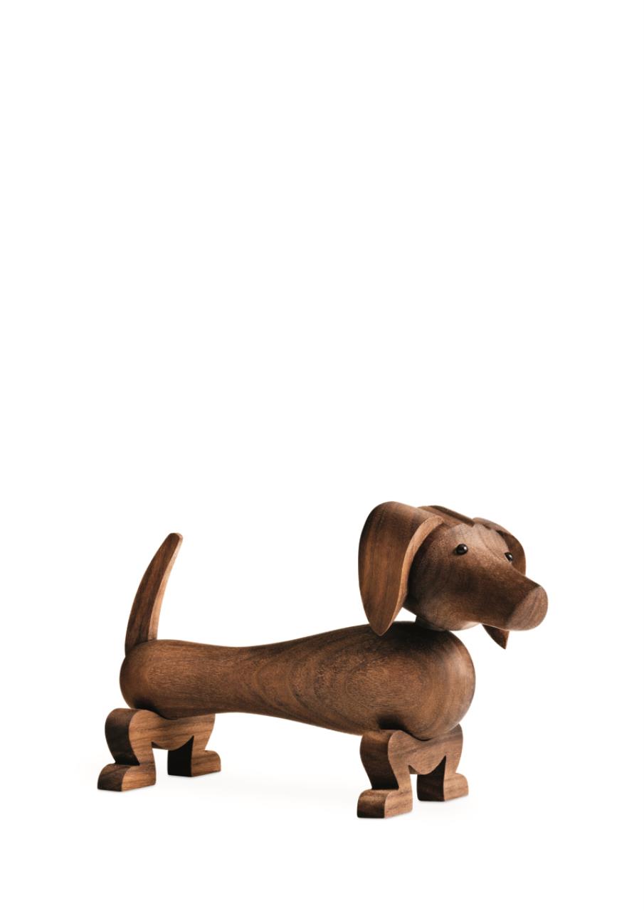 Hund klein, 11cm, Walnuss