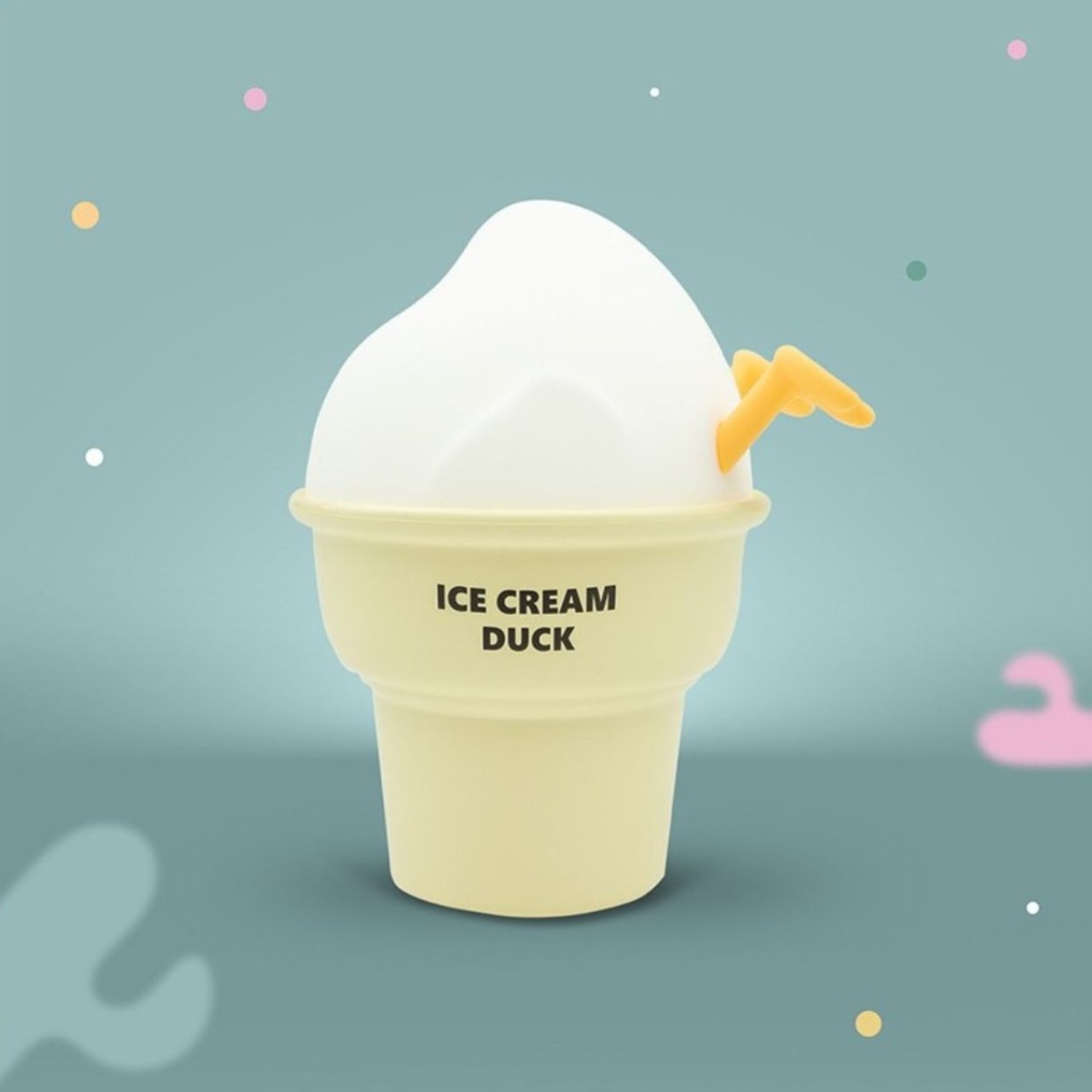 Eiscreme, Eiswaffel, Weiche Eis, gelbes Becher, Ente Motiv