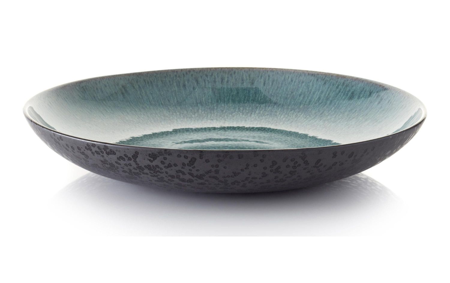 Schale, Teller, Ceramik, Grünblau, Glänzend