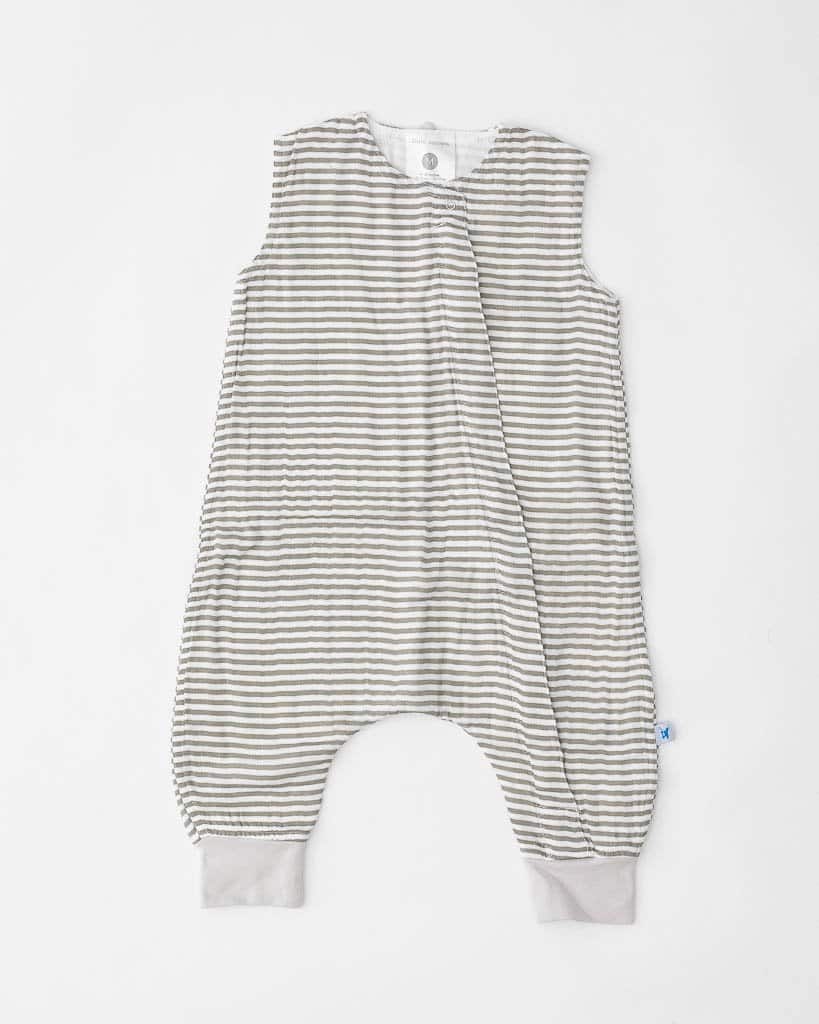 Cotton Muslin Sleep Romper Gr. M - Grey Stripe
