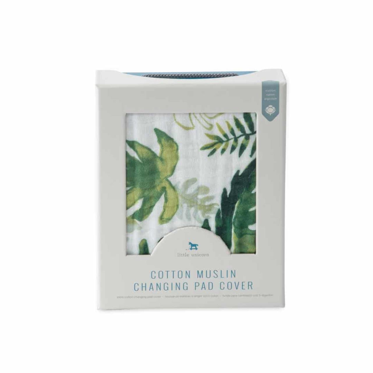 Baumwoll-Muslin Überzug für Wickelunterlage Tropical Leaf