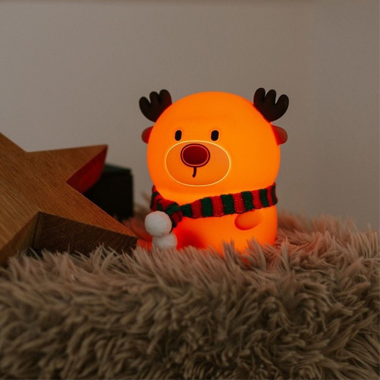 isön lampe,  rentier, orange licht, sschal, plüschtier