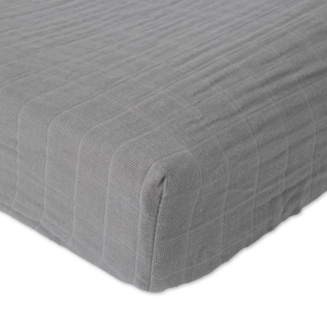 Baumwoll-Muslin Überzug für Wickelunterlage Taupe Cross