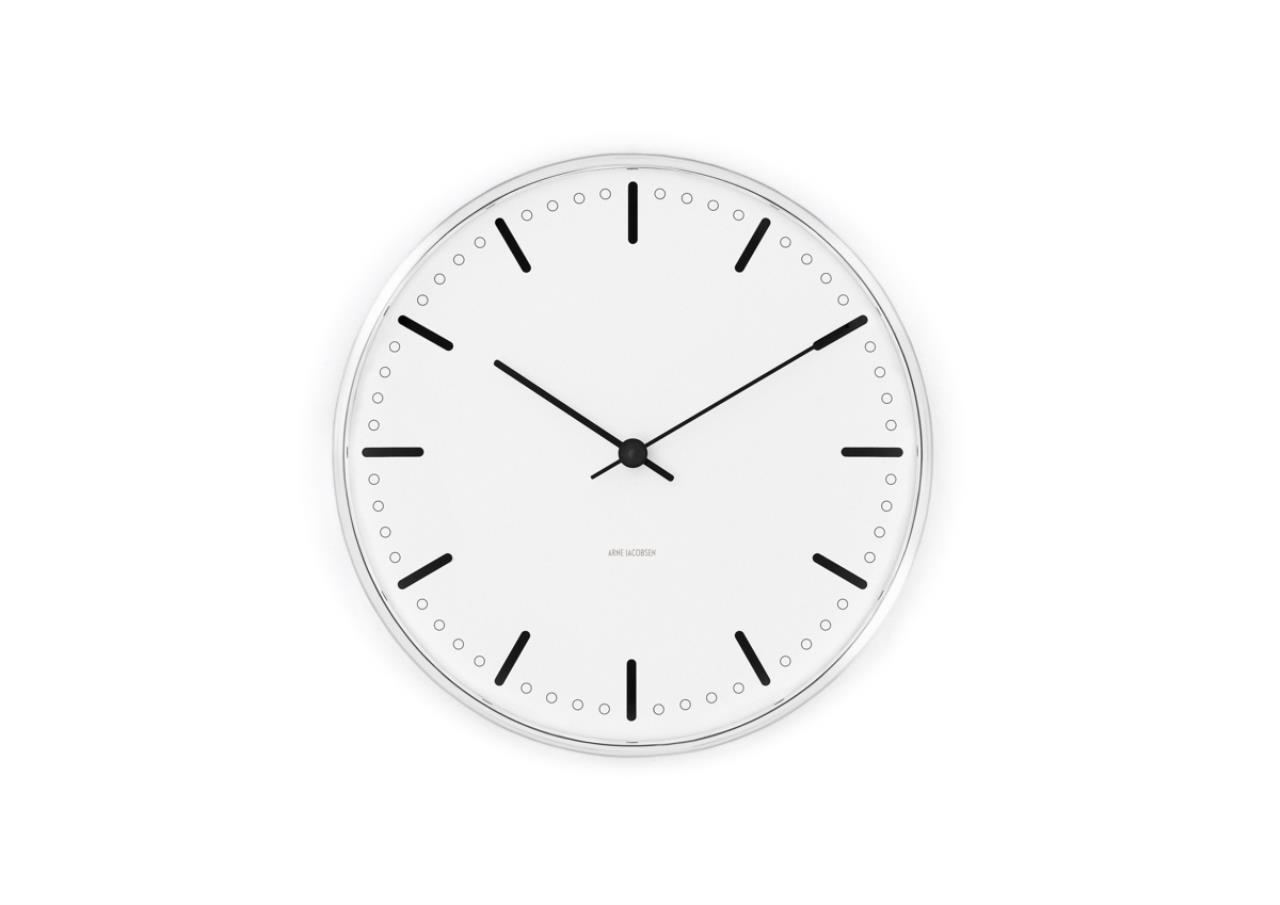 City Hall Wanduhr, 21cm, Weiss/Schwarz