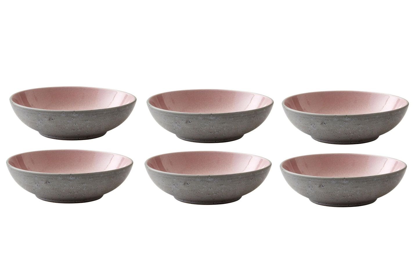 Schale, Porzellan, Pink Innen, Graugrund, Set 6