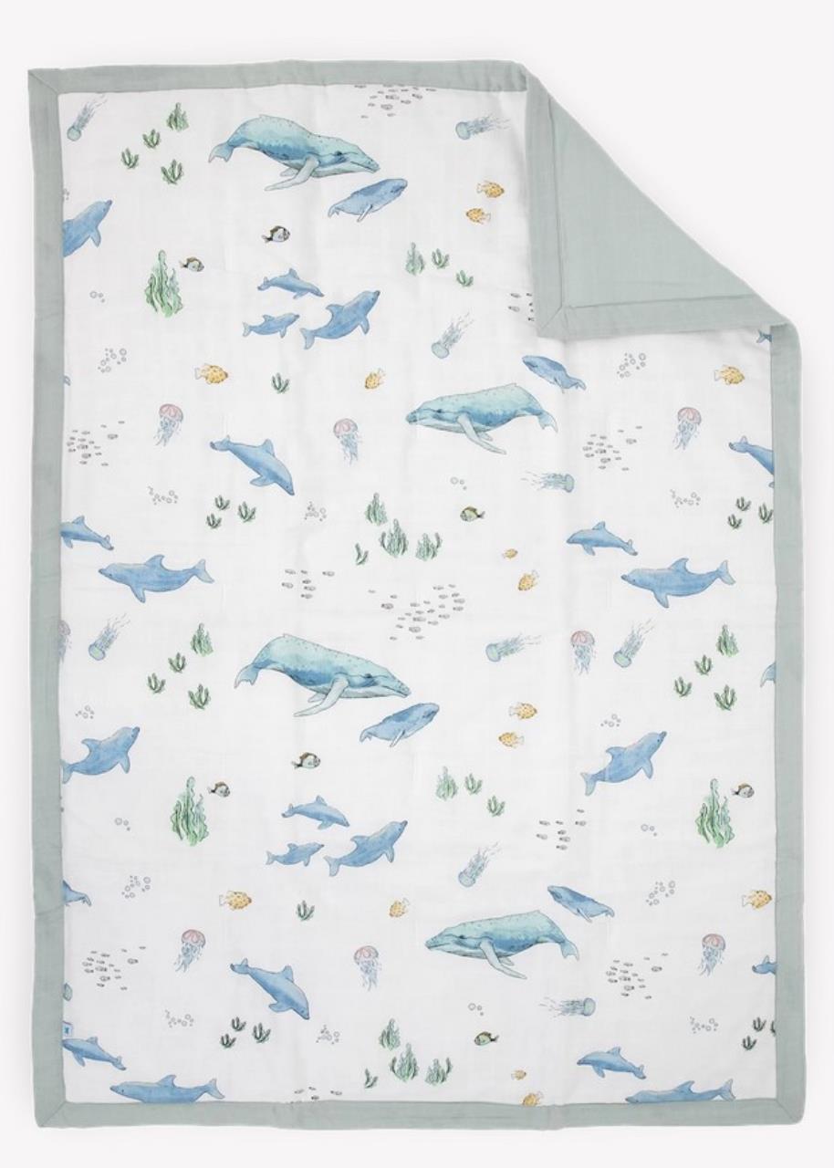 Baumwolll-Muslin Toddler Comforter, Whales