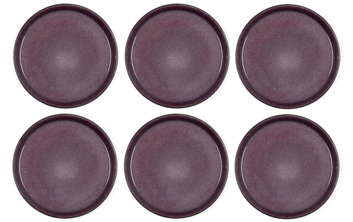 Teller, Teller-Set, Keramik, Violett, 6er-Set