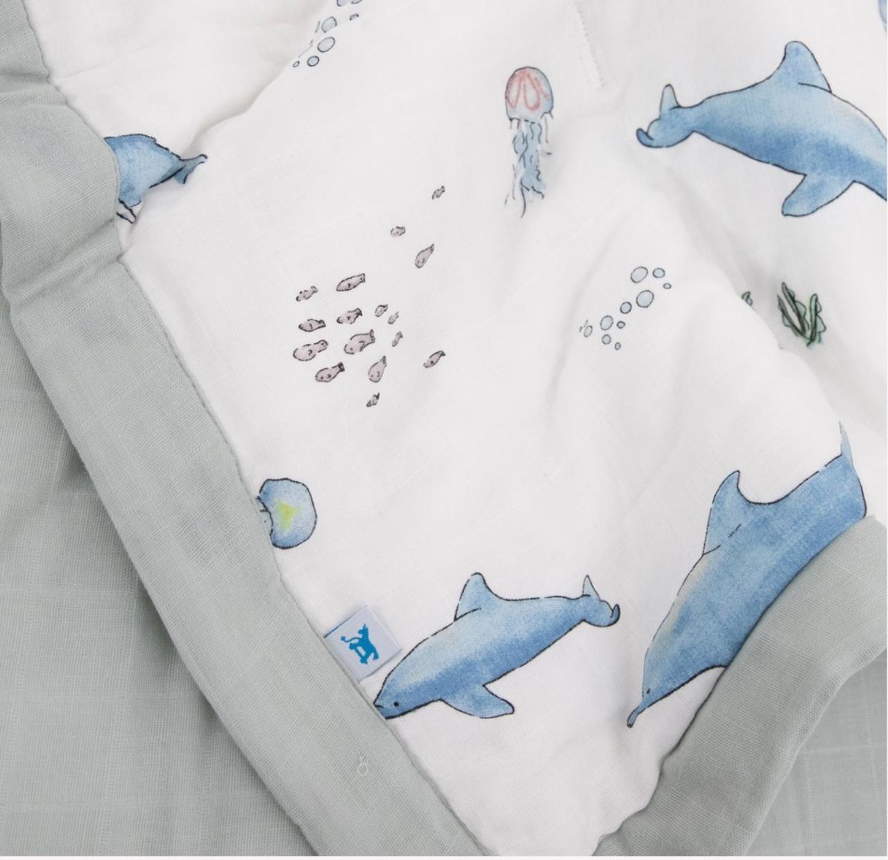 Baumwolll-Muslin Toddler Comforter, Whales