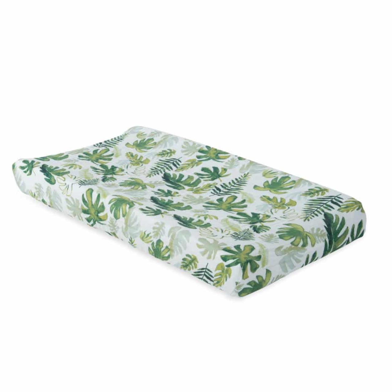 Baumwoll-Muslin Überzug für Wickelunterlage Tropical Leaf