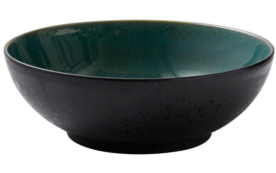 Suppen-Schale, Porzellanschale, Teeschale, Dunkle Außenseite, Grünes Innere