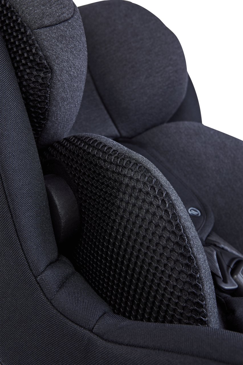 Autokindersitz, Sitzpolster, Gurtführung, Gittergewebe, Schwarz