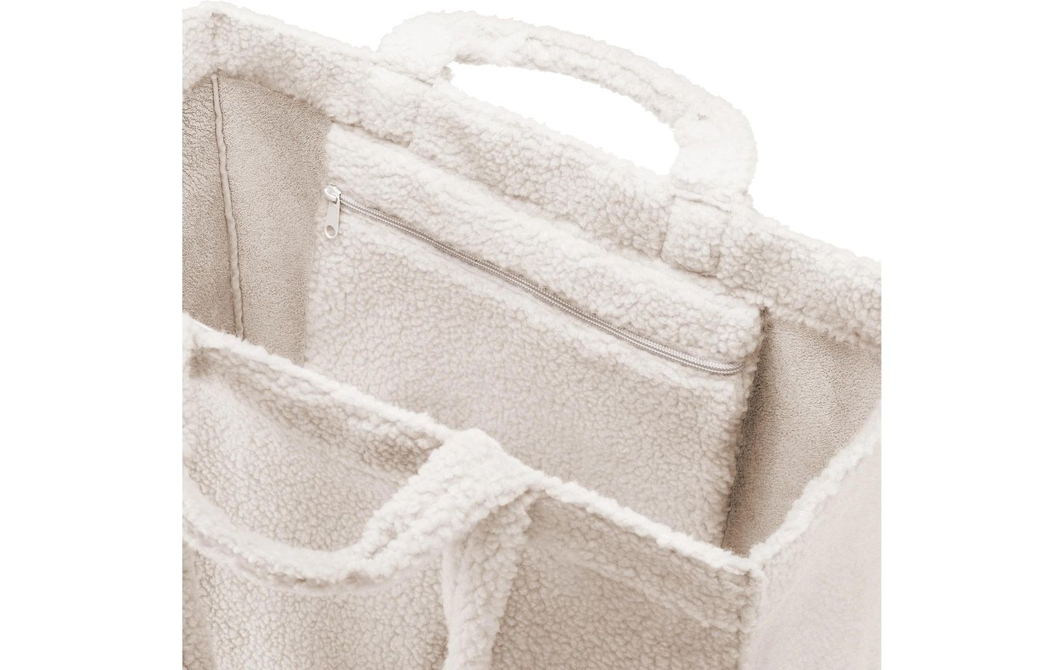 tote bag, Schafleder, Reißverschluss, beige, Stofftasche