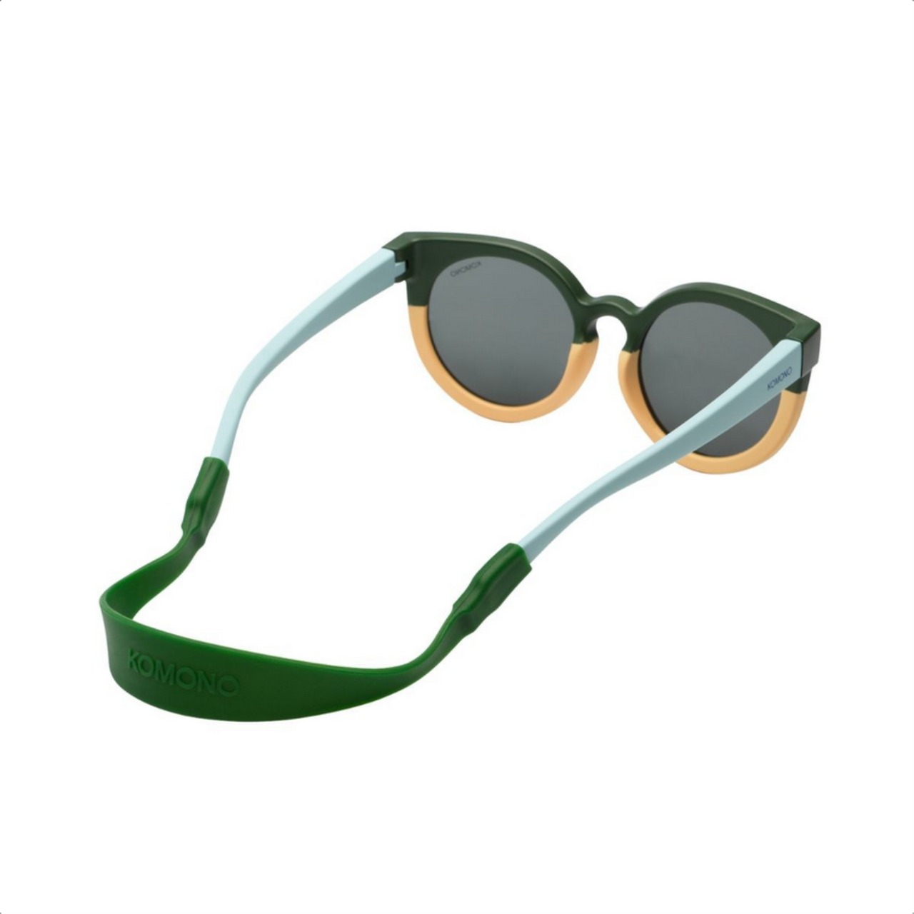 Sonnenbrille, Runde Gläser, Grüne Fassungen, Dunkle Gläser, Kunststoff-Rahmen