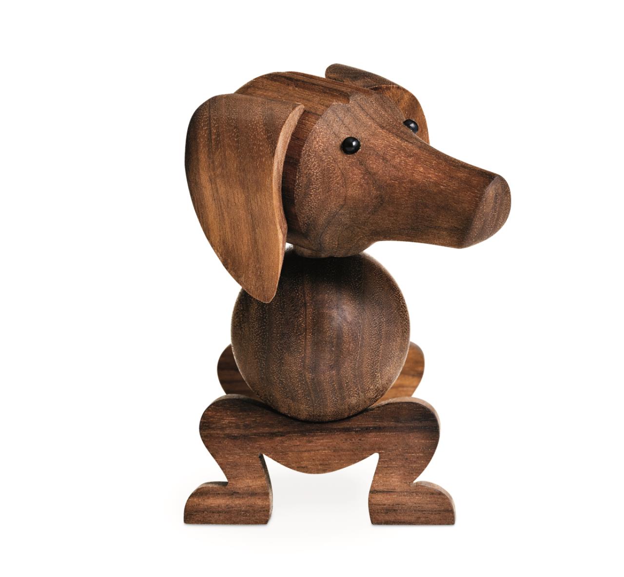 Hund klein, 11cm, Walnuss