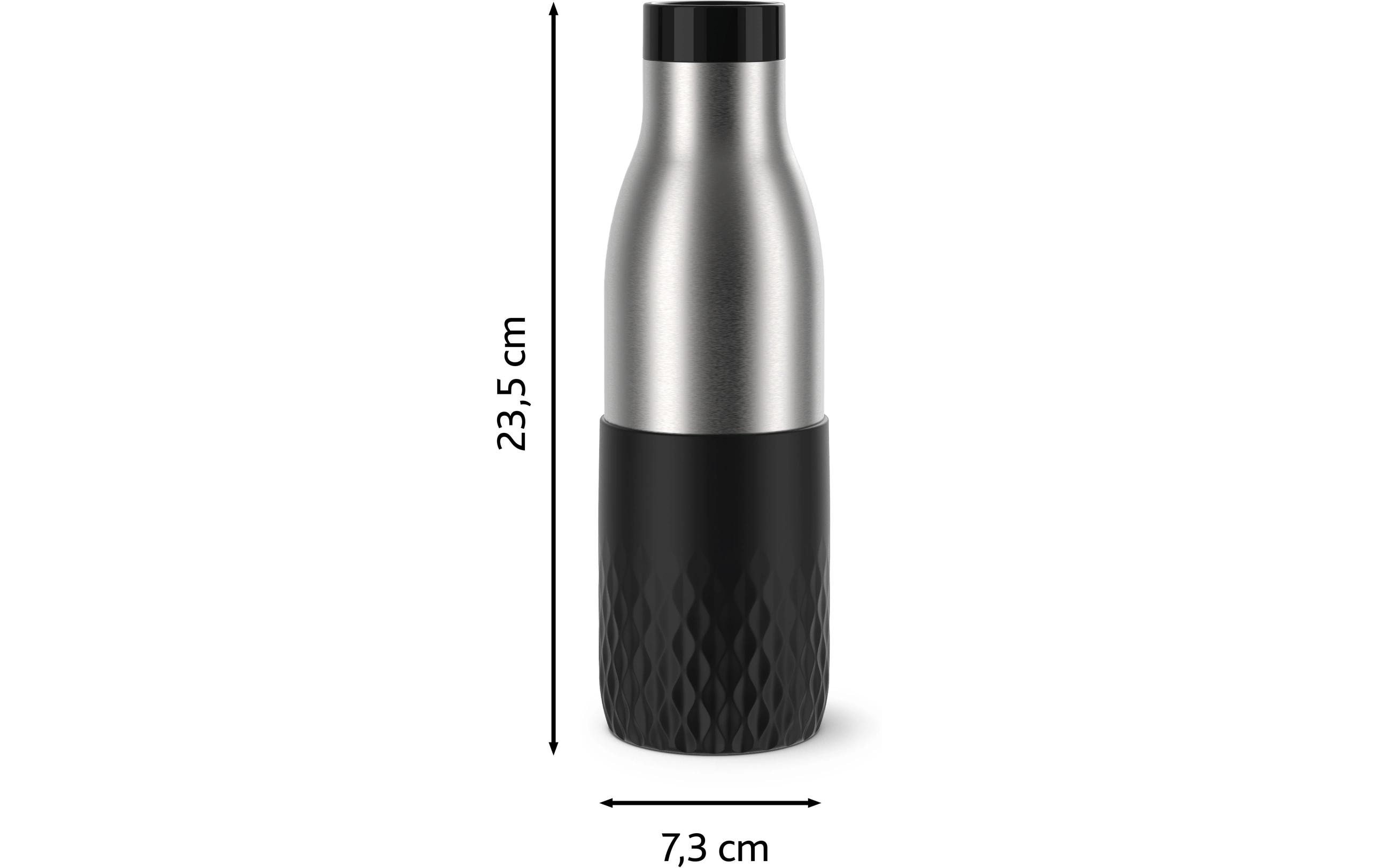 Vakuumflasche, Thermos, Trinkflasche, Edelstahl, Schwarz