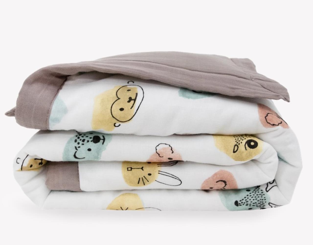 Baumwolll-Muslin Toddler Comforter, Watercolor Critters