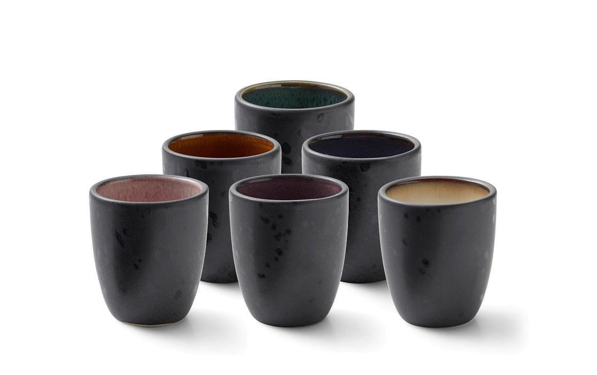 Tassen, Becher, Keramik, Matt-schwarz, Farbige Innenseiten