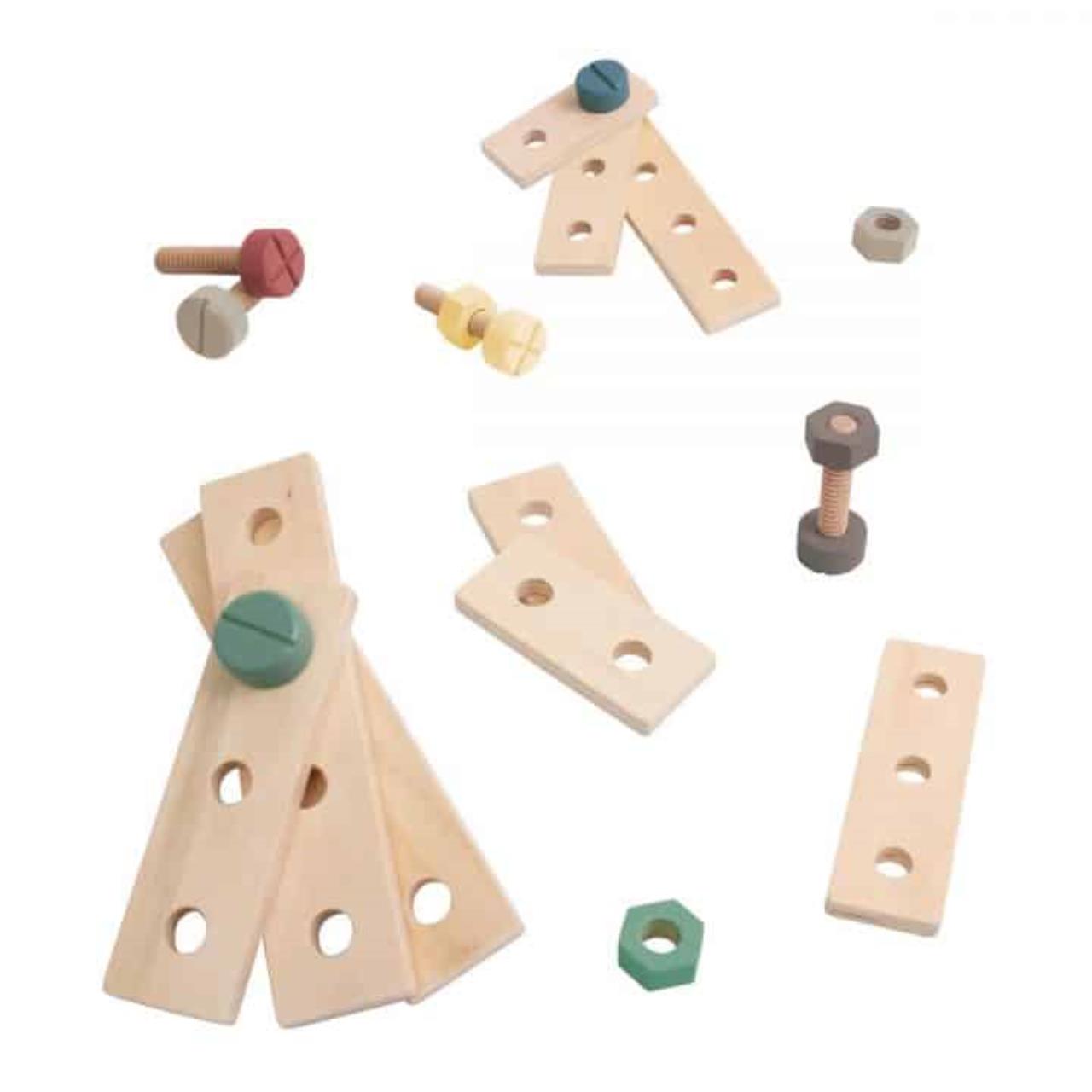 Bau-Spielset aus Holz, warmes grau