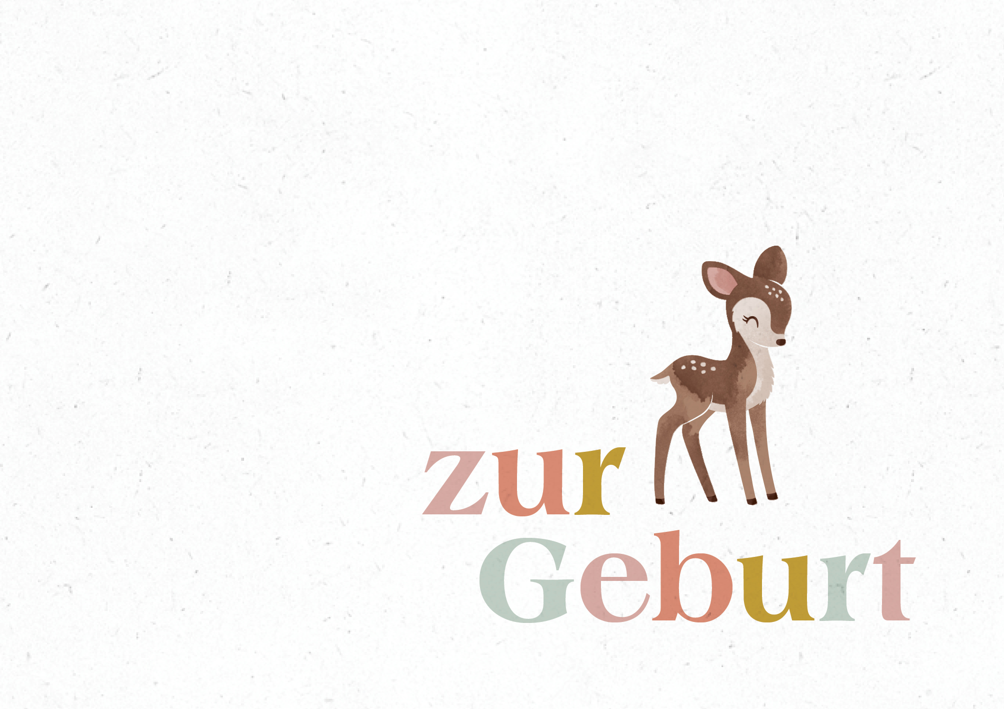 Zur Geburt - Grusskarte mit Rehkitz