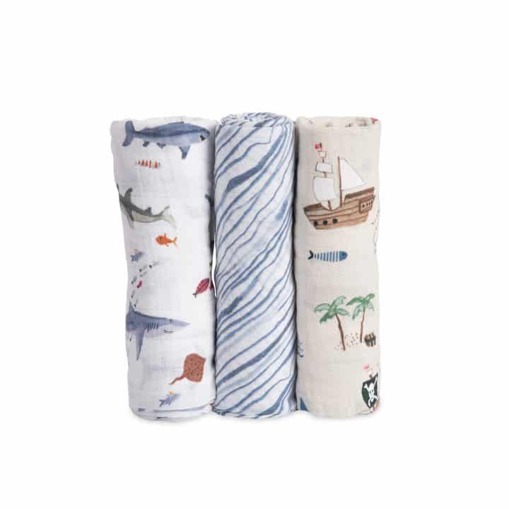 Cotton Muslin Swaddle 3 Pack - Shark