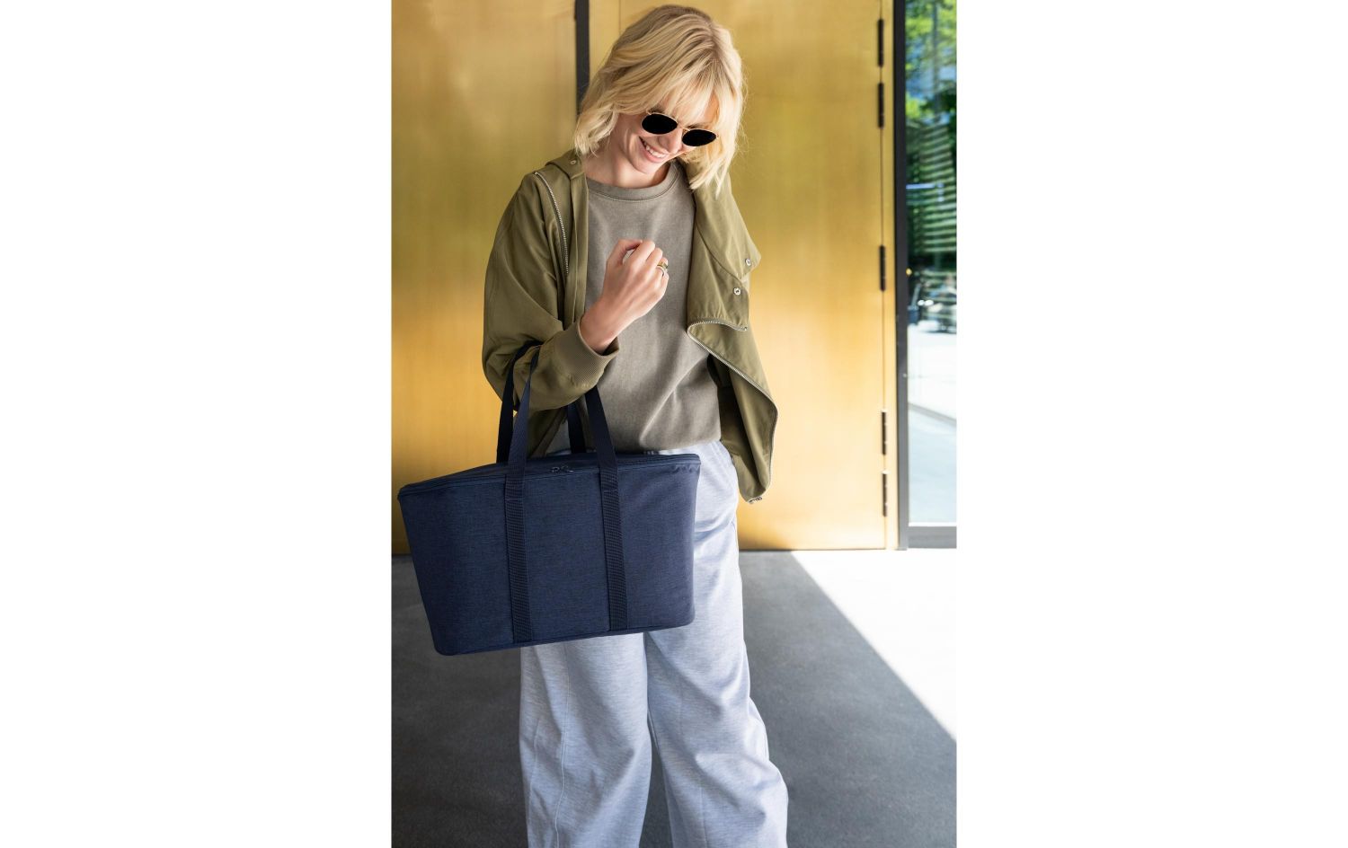 Tasche, Schultertasche, Navy, Kastenform, Laptoptasche