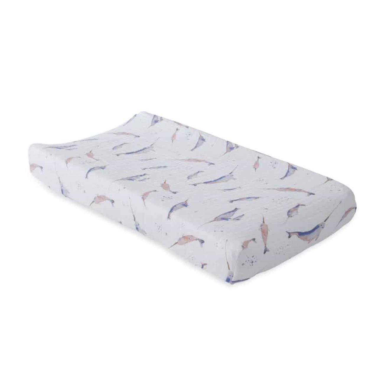 Baumwoll-Muslin Überzug für Wickelunterlage Narwhal