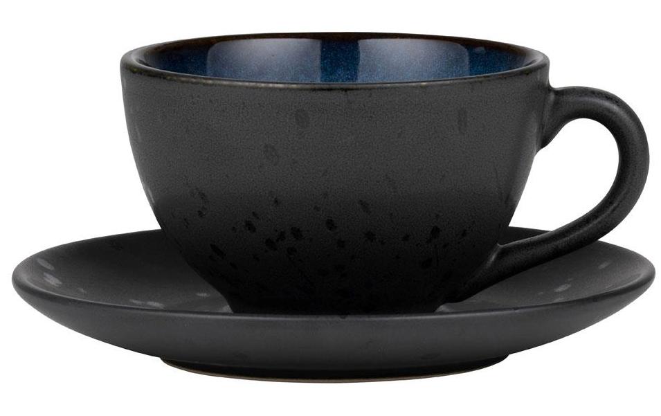 Tasse, Espresso-Tasse, Schwarz, Keramik, Becher mit Innenblau