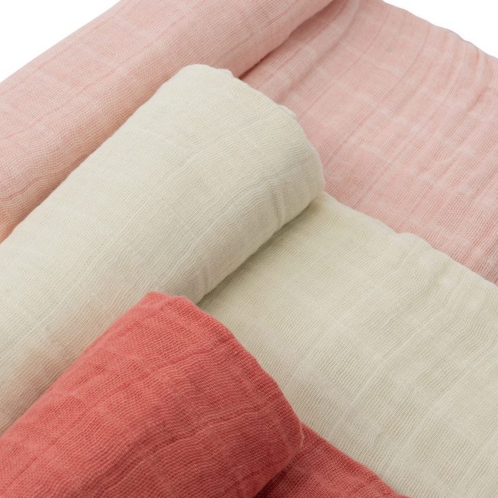 Cotton Muslin Swaddle 3 Pack - Rose Petal