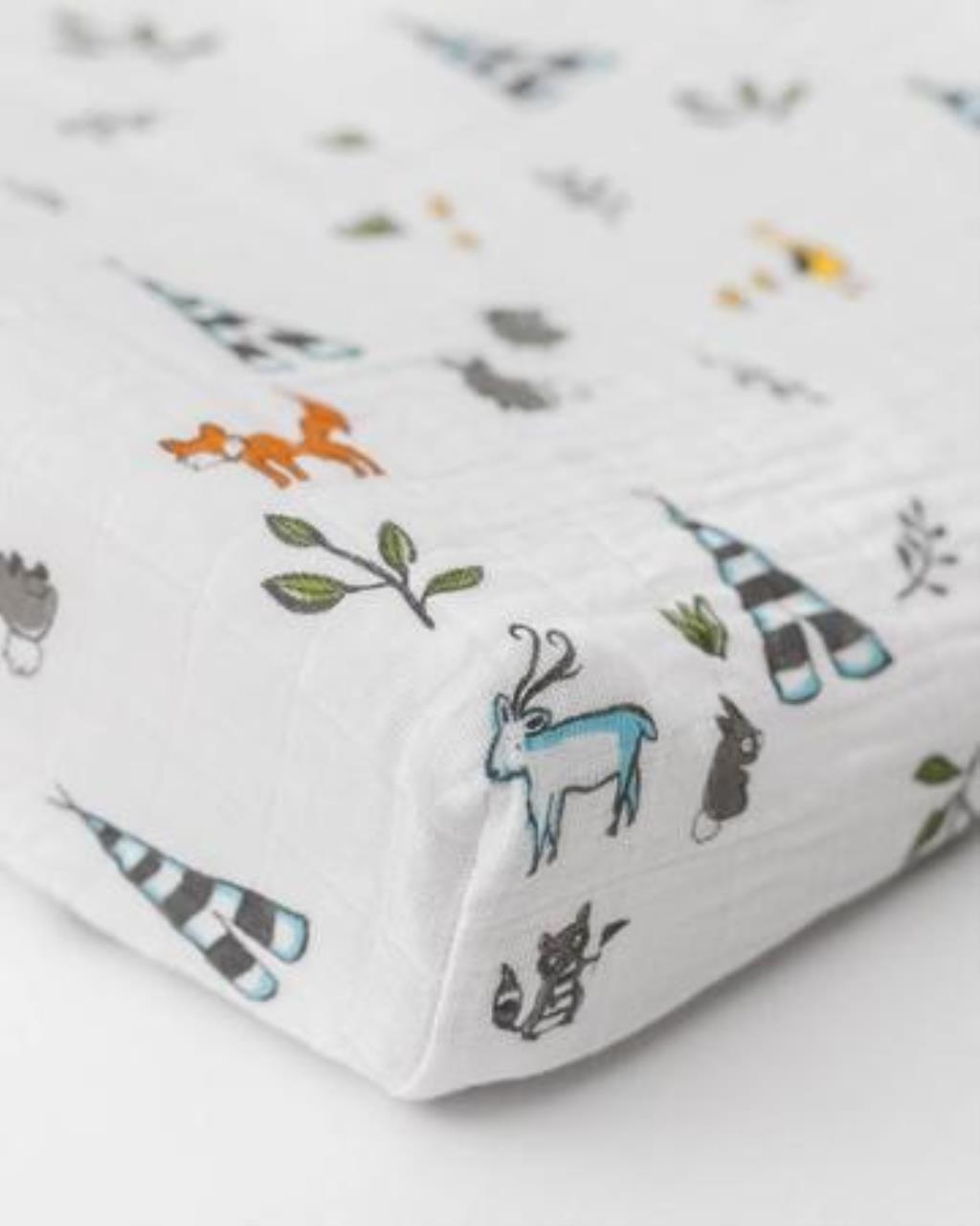 Baumwoll-Muslin Überzug für Wickelunterlage Forest Friends