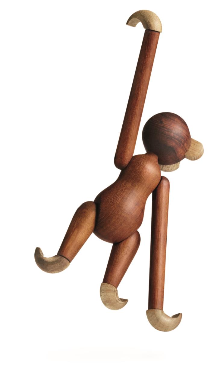 Affe klein, 18.5cm, Teak/Limba
