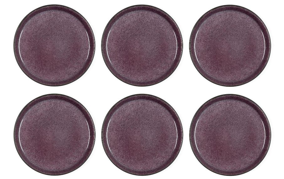 keramik teller, teller-set, violett, unifarbe, speiseteller