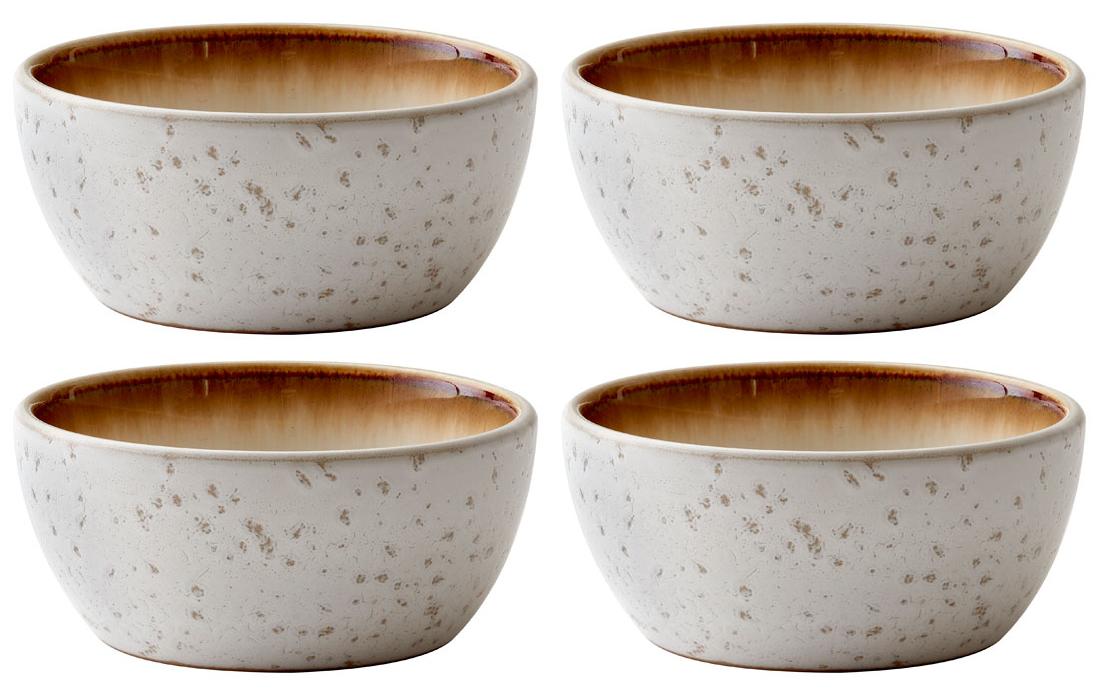 Schalen, Porzellan, Beige-weiße Schalen, Speckled Muster, 4er-Set