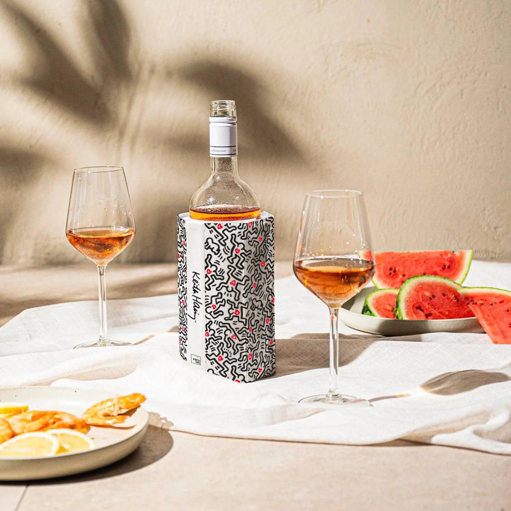 Wein, Weinflasche, Glas, Wassermelone, Tischdeko