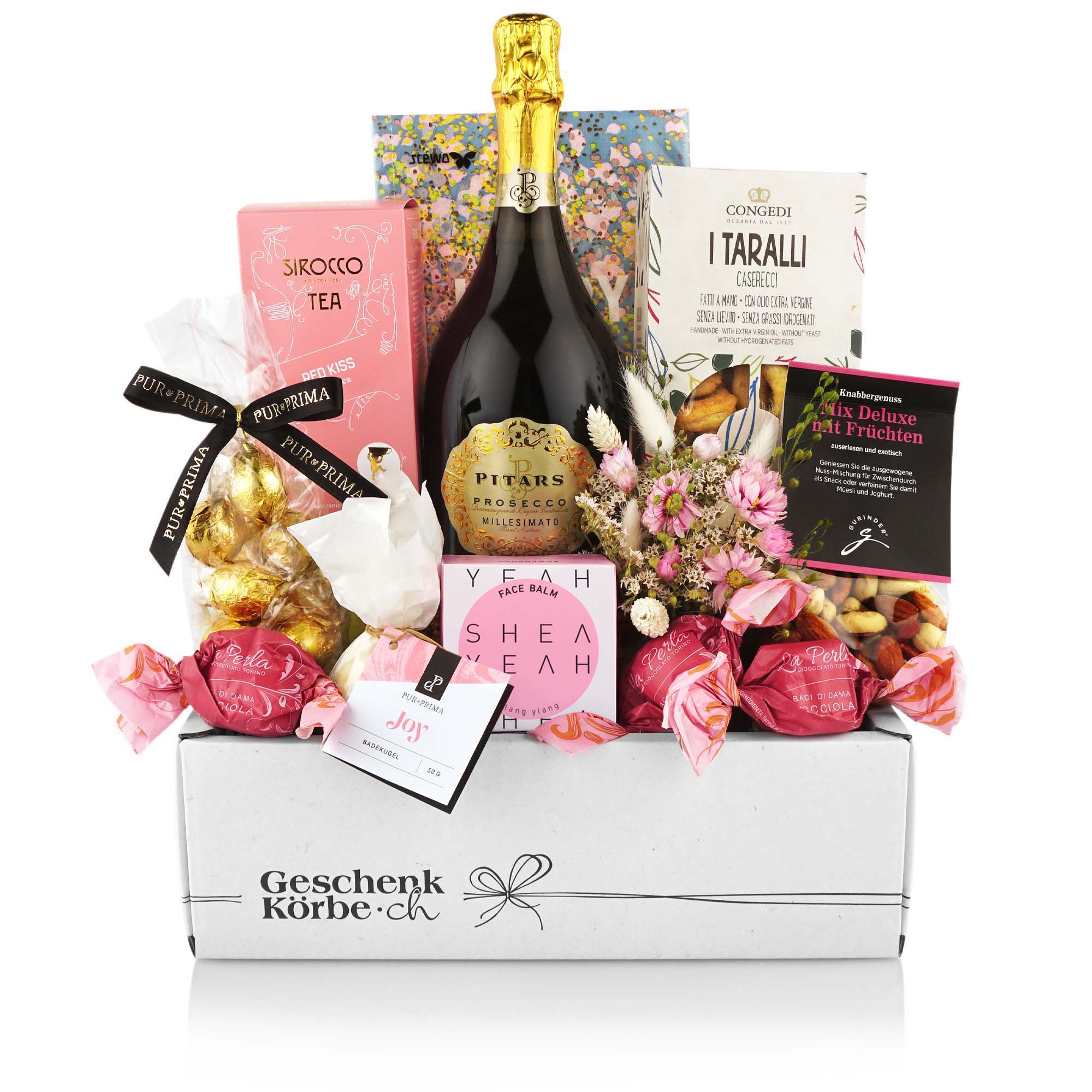 Weinflasche, Prosecco, Wein-Set, Pralinen, Geschenkbox
